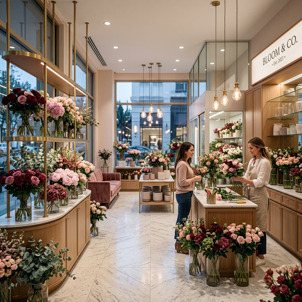 Luxurious flower shop interior