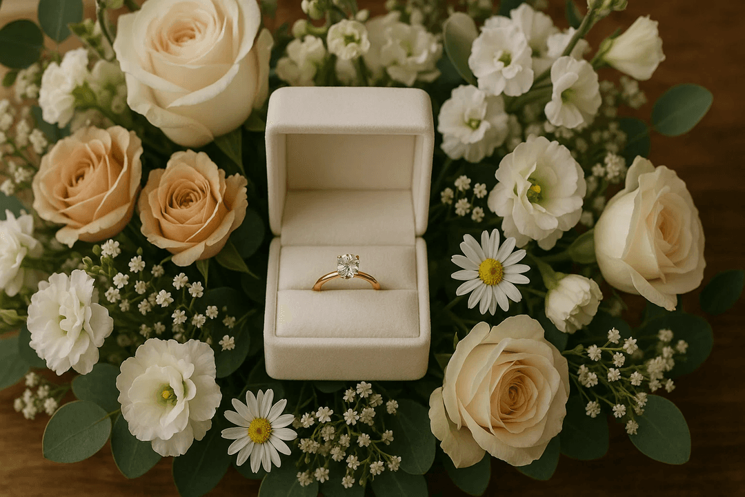 Heart-shaped chocolate box with pink roses